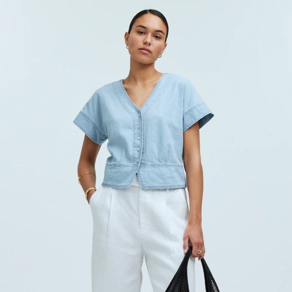 Madewell Tops - Madewell Pleated Short-Sleeve Top doral wash
